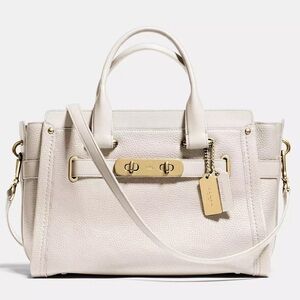 Coach Swagger 20 Pebble Leather Satchel Handbag Purse Ivory